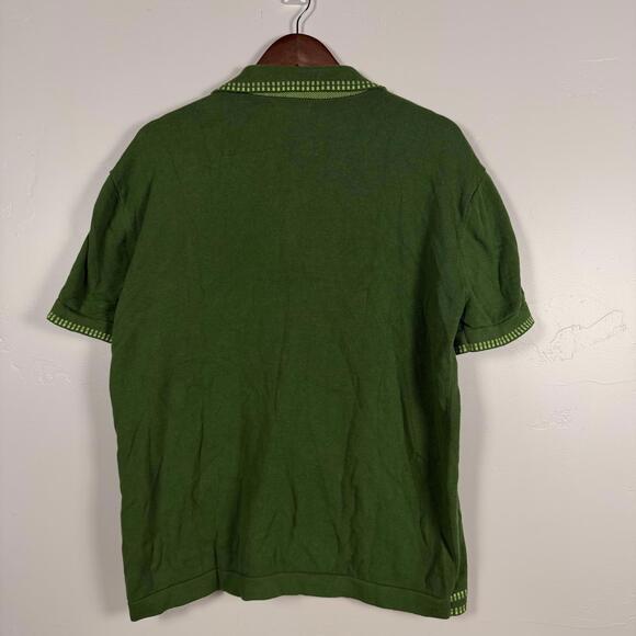 The Shop Men’s Large Green Button Front Short Sleeve Cardigan Knit Sweater Retro - Picture 5 of 8